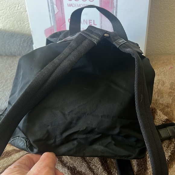Nylon PRADA backpack with leather trim silver hardware used condition - Picture 2 of 9